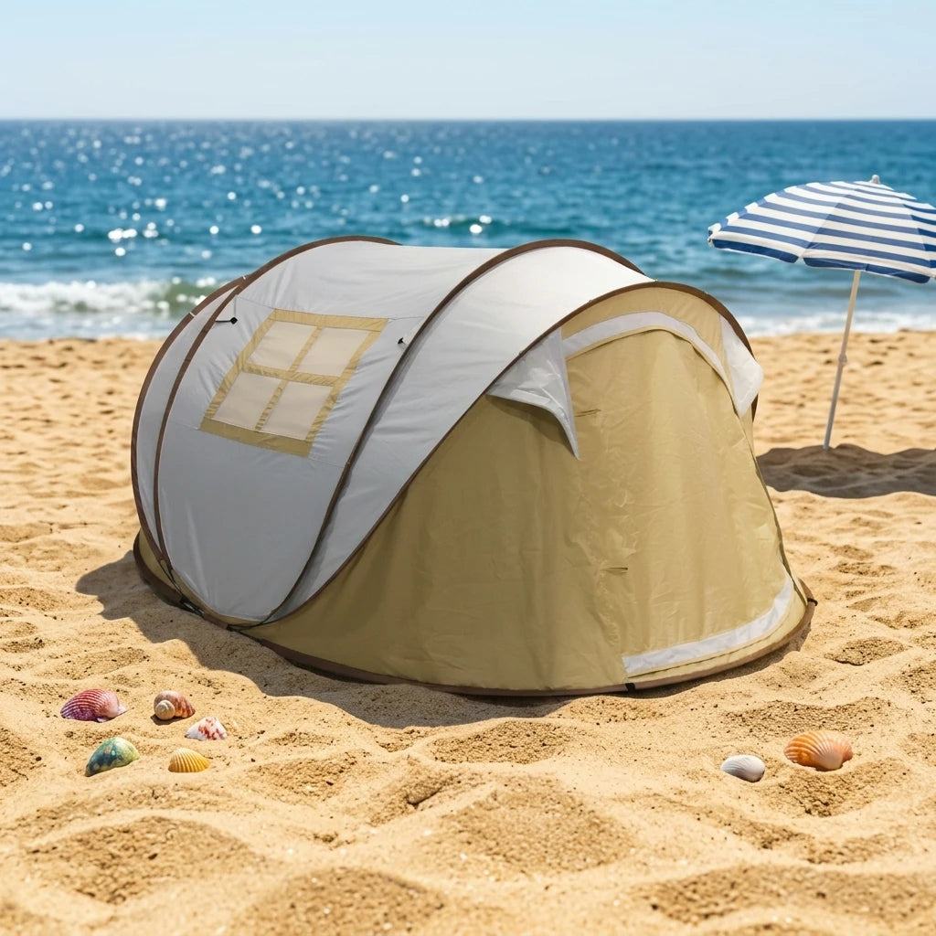 Automatic Portable Camping Tent 3-4 Person Waterproof UV Protection Folding Pop-Up Beach Tent Canvas for Summer Outdoors
