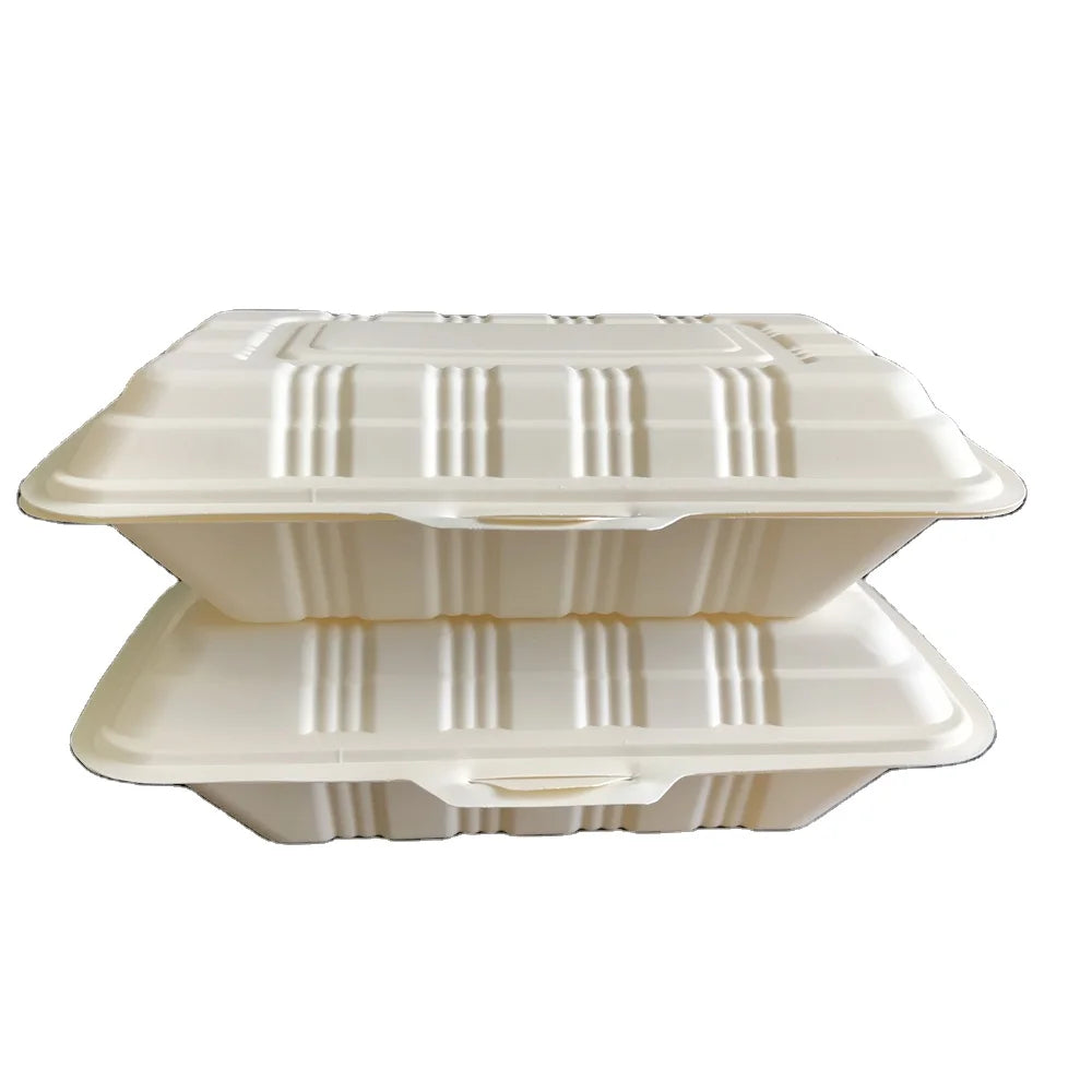Cornstarch Lunch Box White Cornstarch Packaging Box Biodegradable Disposable Cornstarch Lunch Boxes