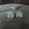 2021 Sterling Silver Square Shape Cubic Zircon Stud Earrings Exquisite Bling Diamond Women Earring Jewelry