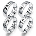 Wholesale Unisex Family Ring LOVE MOM SON DAUGHTER DAD Titanium Rings Fine Jewelry Rings for Men and Women