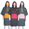 Custom Logo Short Sleeves Beach Pool Microfiber Hooded Towel Poncho Surf