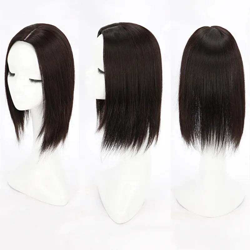 Synthetic Hair Topper Hair Extension Straight 14" High Temperature Fiber Hairpieces Clip in Women Topper