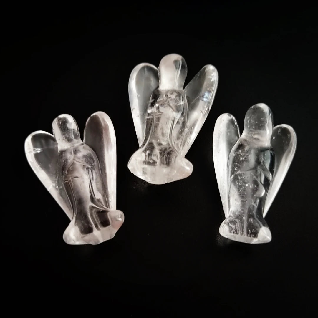 Huiying Home Handmade Decoration Life 1.5 Inch Size Gemstone clear Quartz Stone Angel Statue for Sale Crafts