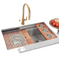 Workstation Slot Single Bowl Stainless Steel Kitchen Sink Under the Counter Apron Front with All Accessories