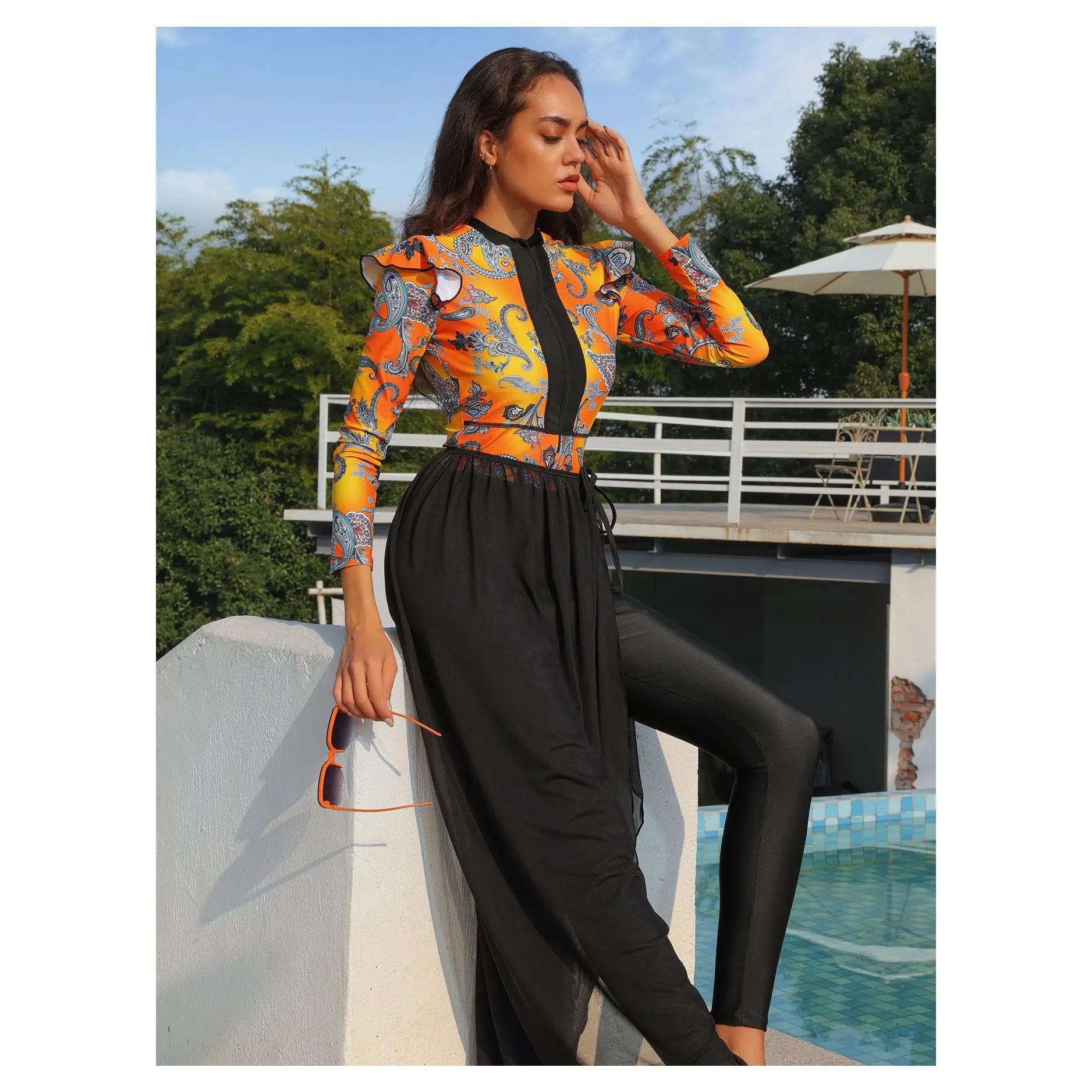 China Modest Swimwear for Women Elegant Islamic Burkini Femme Musulmane Plus Size Muslim Clothing