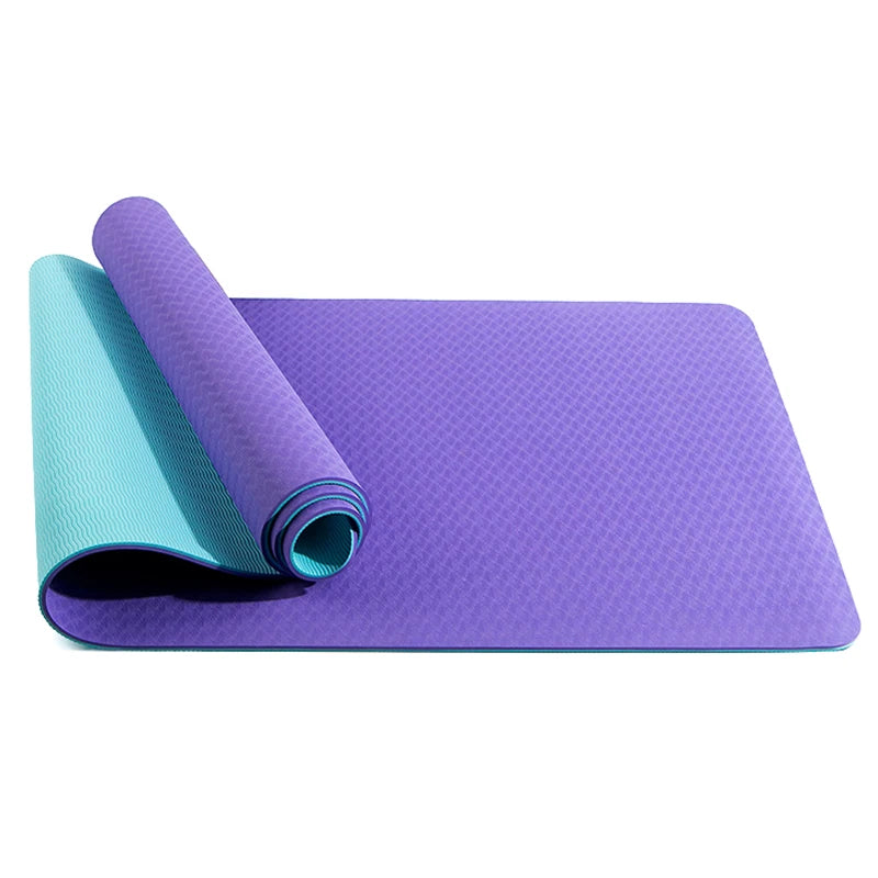 Hot Sale Comfortable TPE Double Color Fitness Eco Friendly Yoga Mat with Carrying Strap for Adult and Children