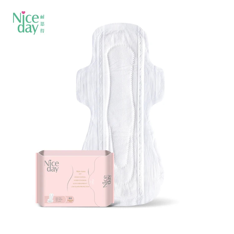 Niceday Custom 330mm Organic Cotton Sanitary Napkin Breathable Hypoallergenic Surface Winged Pattern Excel Absorbency