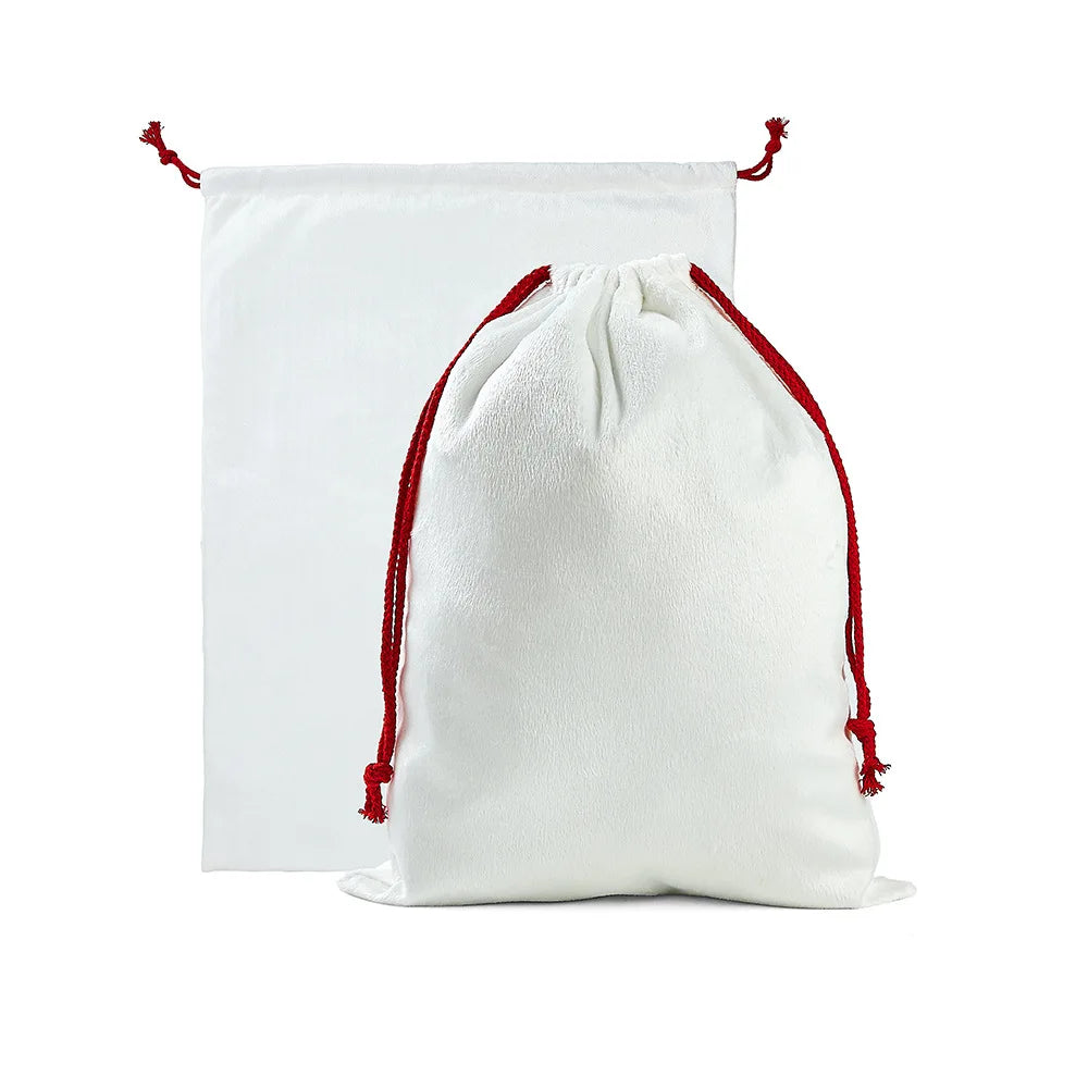 Wholesale Sublimation Christmas Blanks Santa Sack Drawstring Crystal Velvet Custom Present Bag