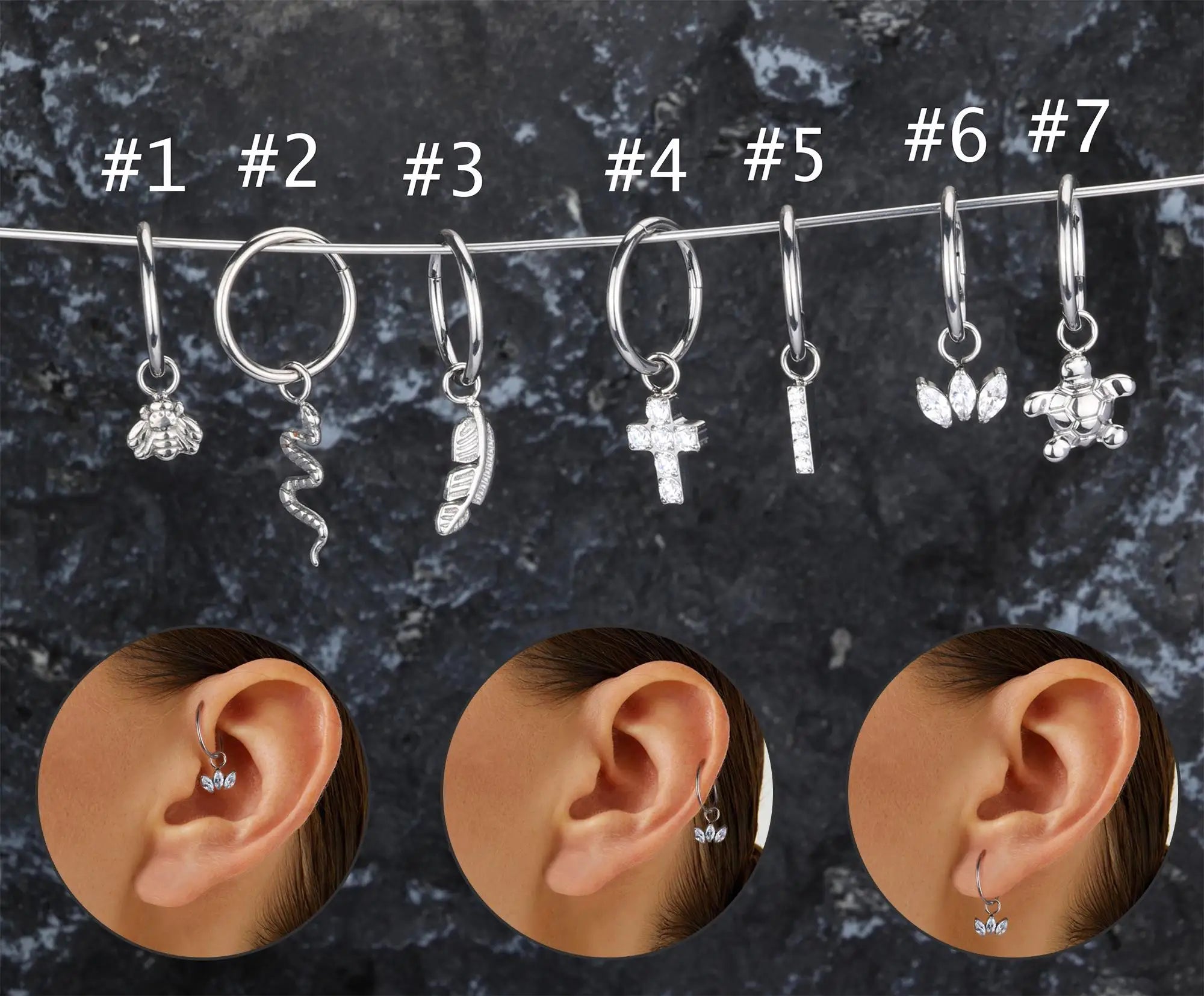 G23 Medical Grade Astm F136 Designer Dangle Nose Ear Tragus Body Earring Body Piercing Jewelry Titanium