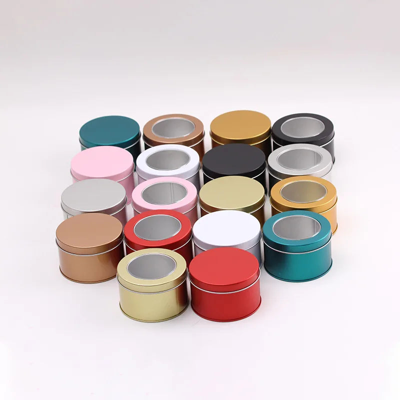 8oz 95*60mm Round Empty Metal Tin Can with Window for Cake Candy Tea Gift Storage Packaging
