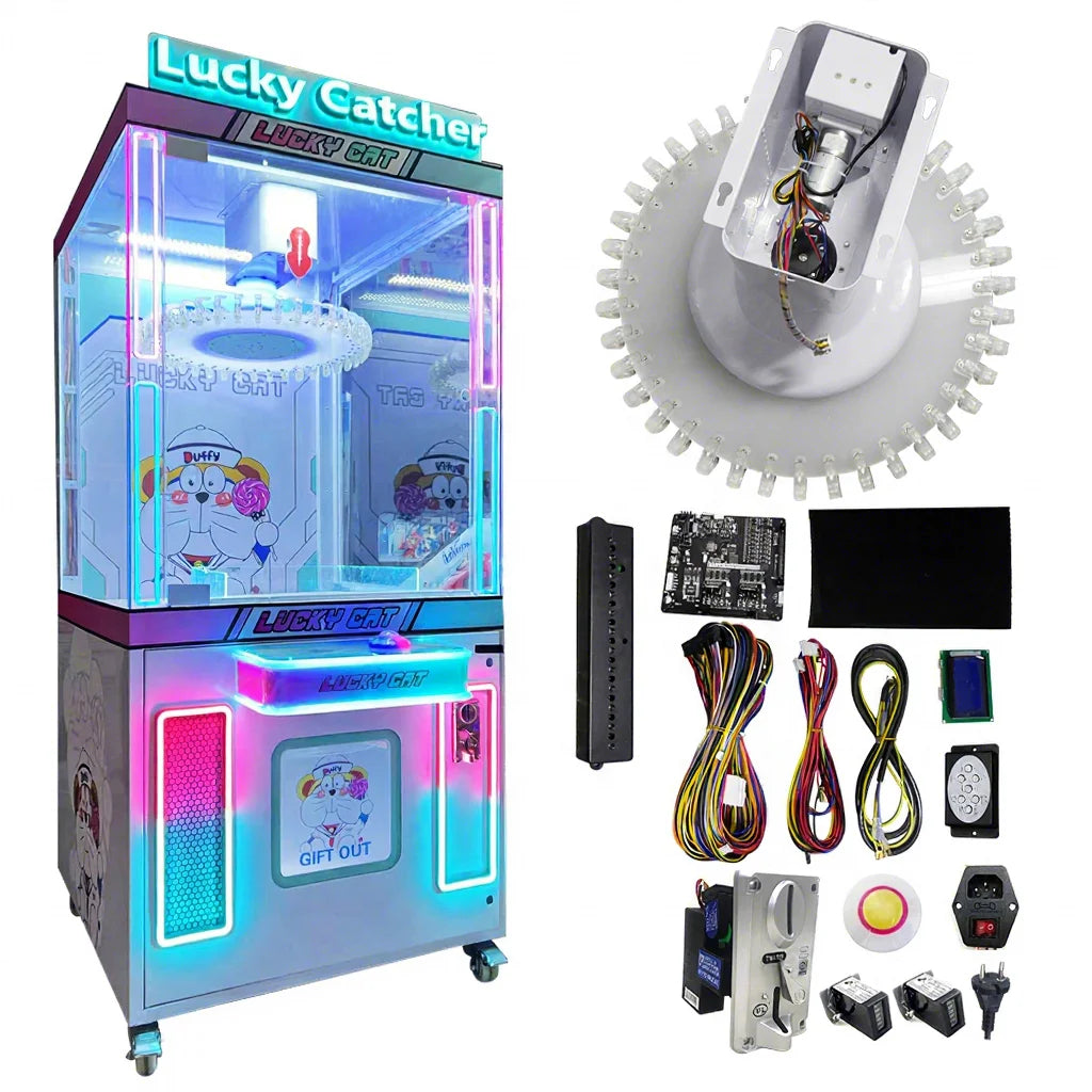 40 Clip Gift Coin Operated DIY Green Arcade for Game Machine Free Spins Clip Sticker Card Skill Kit Prize Machine