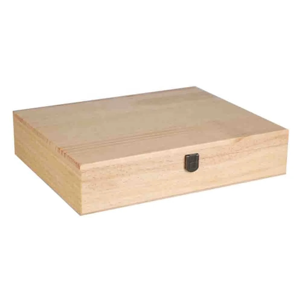 Rectangle Natural Polished Wooden Tea and Coffee Box Natural Solid Pine Wood Tools and Knife Box