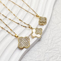 Women's Hot Sale Elegant Trendy Stainless Steel Gold Four-leaf Clover Shape No Fade Gold Necklace