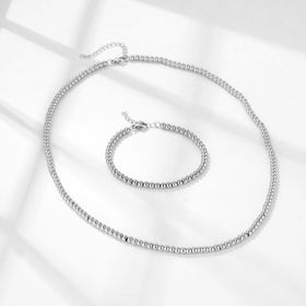 Wholesale Jewelry Accessories 18K Gold Plated Jewelry Set Hip Hop Stainless Steel Gold Beads Necklace Bracelet Sets Men Women