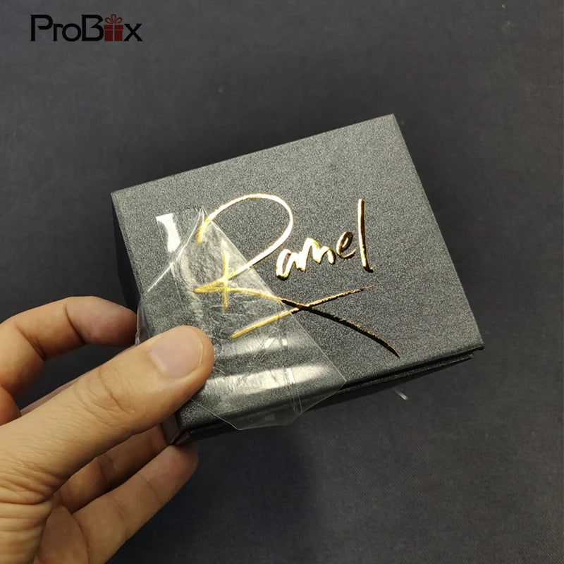 Custamize Brand on Car Metal Printing clear Gold Foil Sticker Transparent logo Sticker Label Candles
