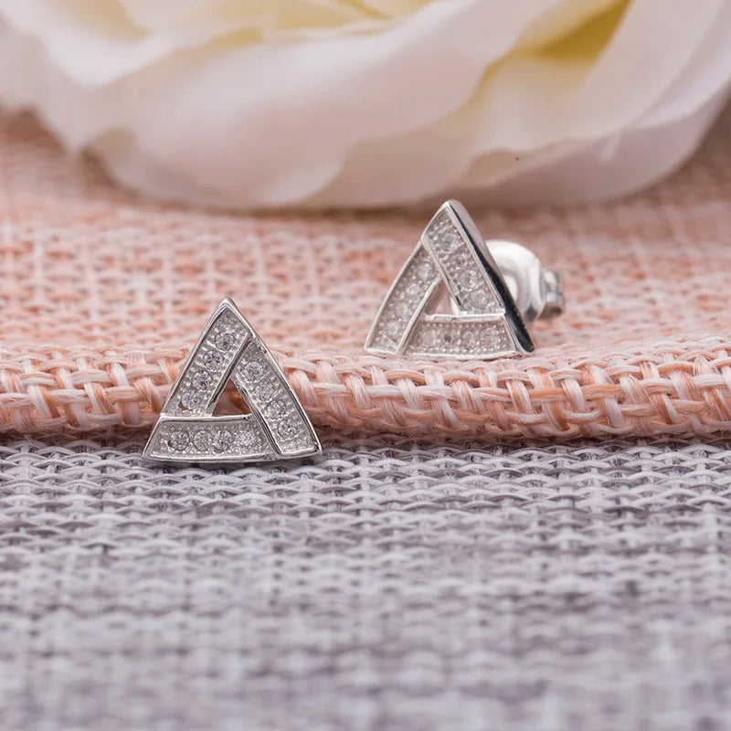 Luxury Zircon Triangle Earring Cz Silver Stud Earring Corazon