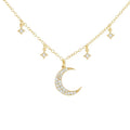 Gemnel Trendy 925 Sterling Silver 18k Gold Cz Diamond Shape X Crescent Charm Necklace