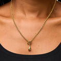 18k Gold Stainless Steel Smooth Waterdrop Pendant OT Clasp Necklace Modern 51cm