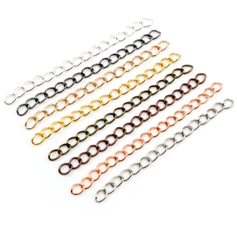 50pcs/lot 50mm 70mm 5x4mm Necklace Extension Chain Bulk Bracelet Extended Chains Tail Extender for DIY Jewelry Making Findings