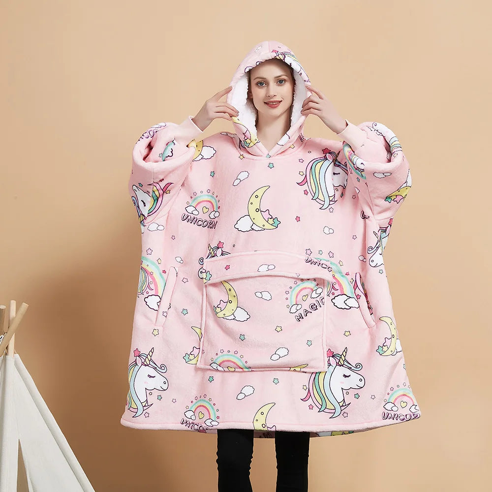 Original Factory Hooded Giant Wearable Sweatshirt Printed Custom Flannel Fleece Sherpa Oversized Blanket Hoodie