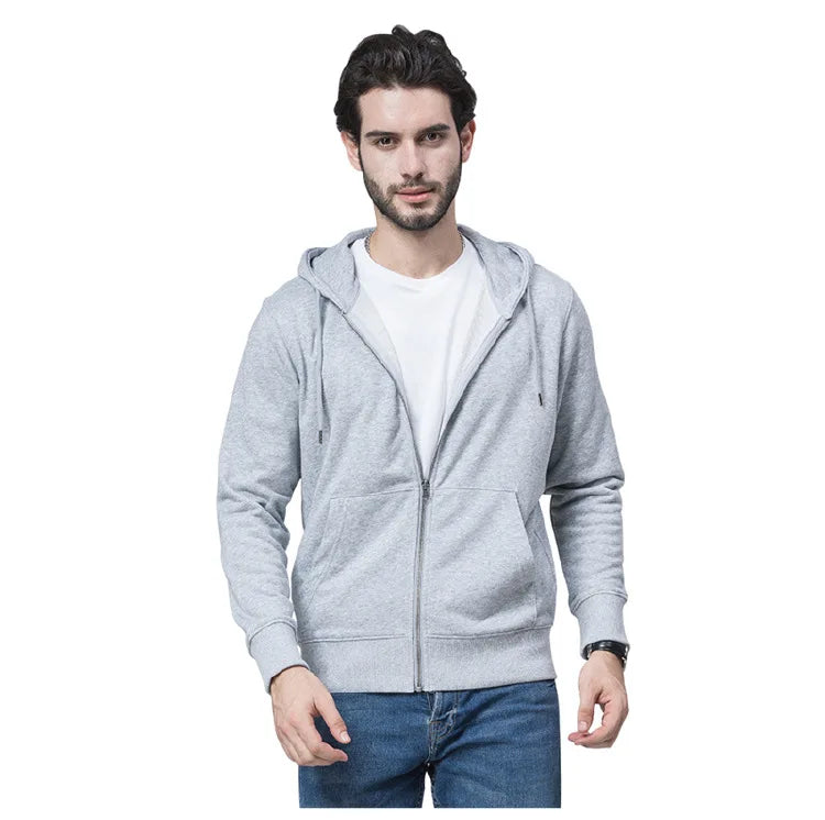 Wholesale Custom Heavyweight 100% Cotton Fleece Men's Full Zipper Hoodie Your Logo Embroidered Digital Printing for Autumn