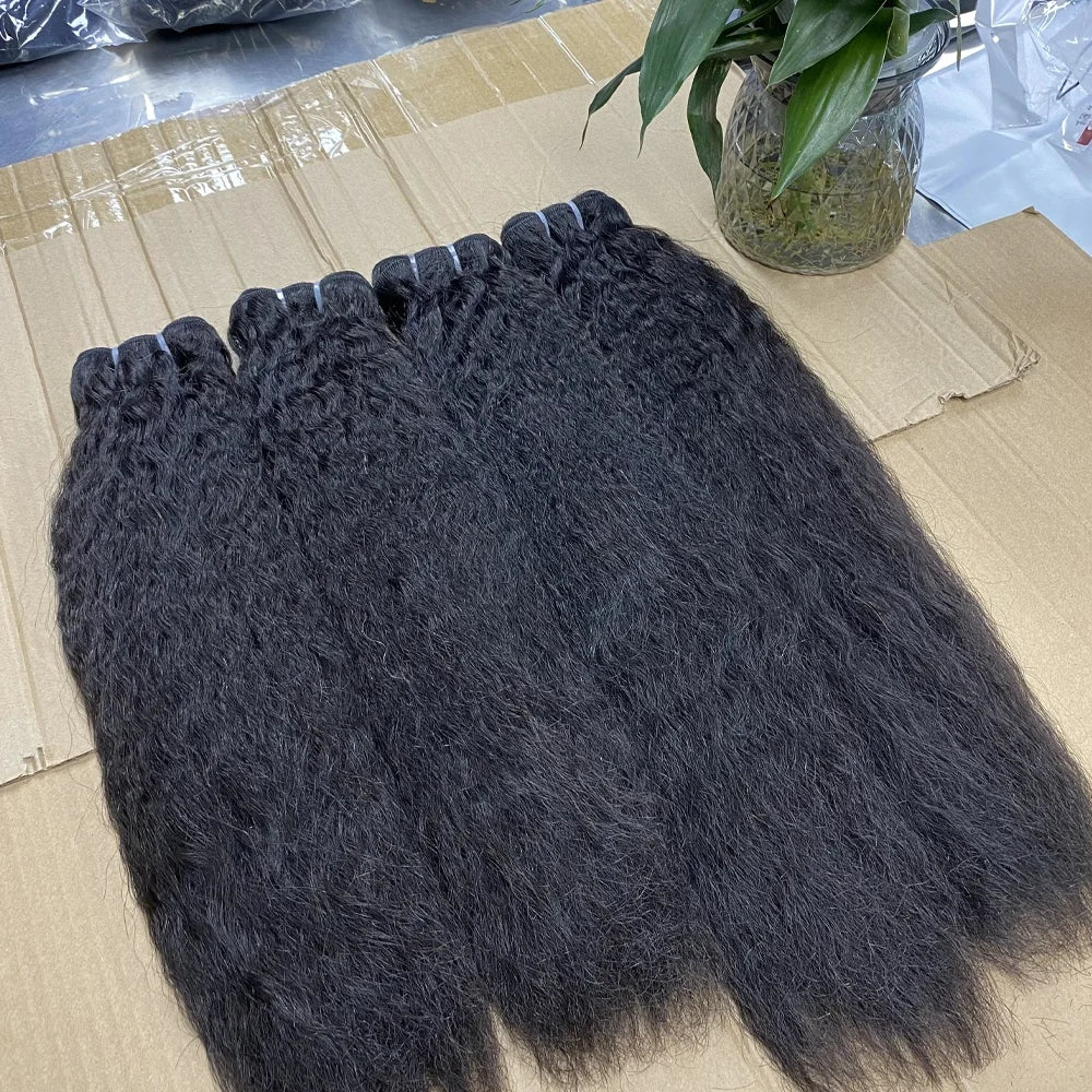 Raw Unprocessed Yaki Straight Hair Bundles Virgin Human Hair Weave Bundles Kinky Straight Brazilian Hair Bundles