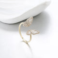 VANFI Women's Trendy 14k Gold Plated Brass Butterfly Cuff Ring for Parties and Anniversaries