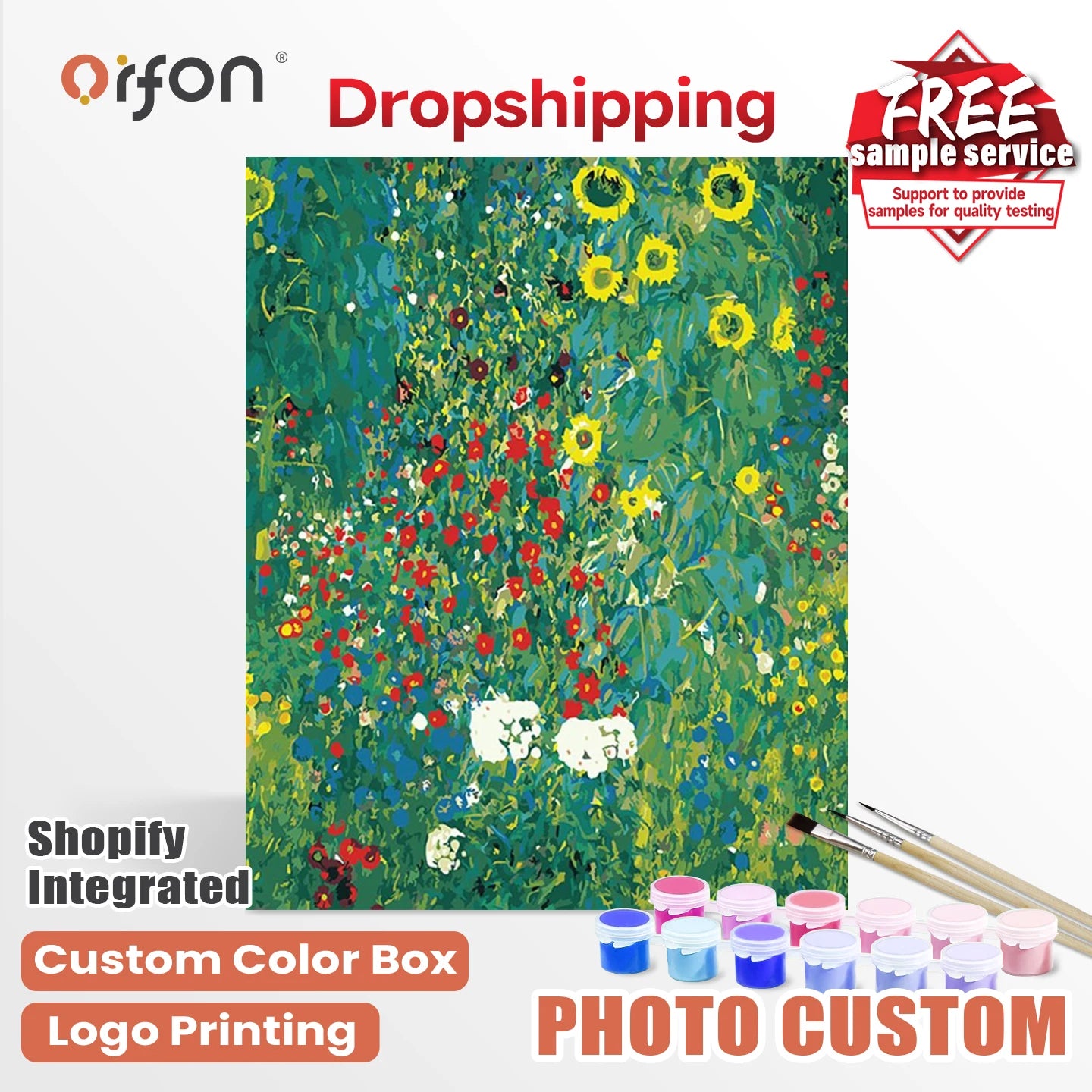 Orfon LY1364 Modern Flower Digital DIY Oil Painting Kits Paint by Numbers for Adults on Linen Canvas Creative Style No Frame