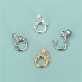 925 Sterling Silver Spring Ring Clasp Gold Plated With Zircon Toggle Clasps