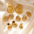 Ins Style Stainless Steel 18K PVD Gold Plated Sea-Inspired Design Simple Geometry Conch Spiral Stud Earrings for Women