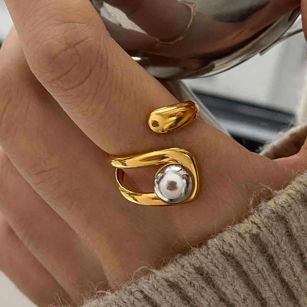 New Arrival Trend 18K Gold Plated Chunky Ring Love Heart Open Rings Stainless Steel Fashion Jewelry Rings
