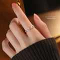 Fashion Personality Simple Adjustable Rings S925 Sterling Silver Hollow Out Heart Shape Open Rings for Daily Parties