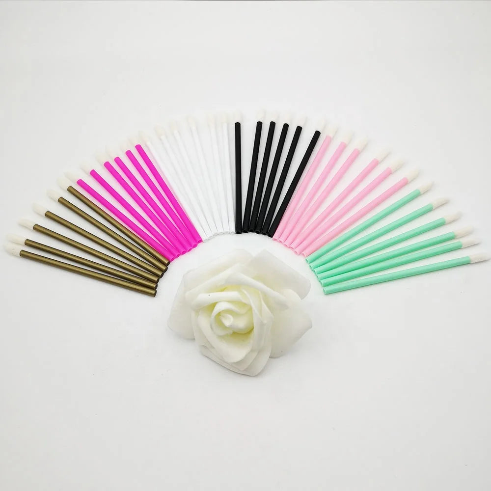 Meecil Colorful Lip Makeup White Lint Free Disposable Lip Brush Applicator Lint Free Applicators Gloss Wands Applicator
