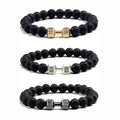 New Fashion Hiphop Natural Volcanic Stone Bracelets Dumbbell Design Bracelet Jewelry for Men and Women