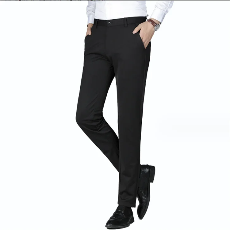 Wholesale Men's High Elastic Casual Slim Pants Men's Lightweight Pants Trousers Business Formal Men Suit Trousers