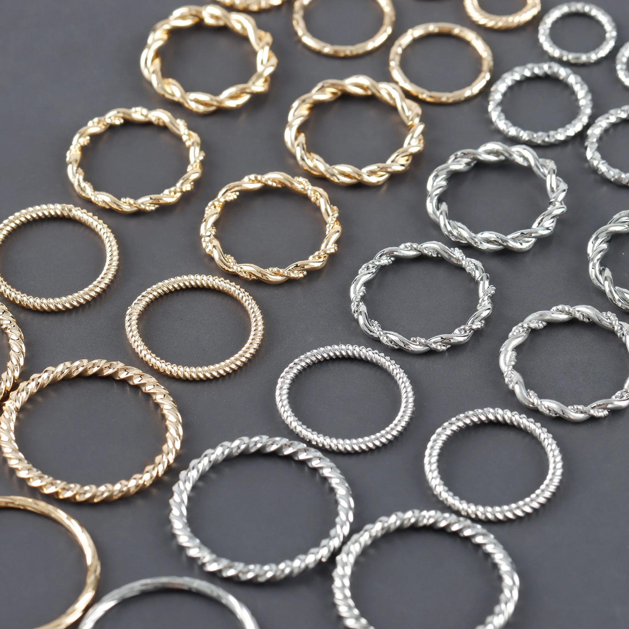 M1097 DIY Jewelry Making Accessories Wholesale 20pcs 18K Gold Rhodium Plating Copper Round Connectors Ring Packaged in Bag