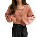 Gentle Wind Holiday Long Sleeve Crop Top Sweater Autumn New Style Pullover Knitted Sweater Outside Wear Sweater Blouse