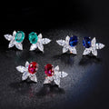Customized Made Designs 8*6mm Oval Cut Red Ruby CZ Luxury Zirconia Setting 925 Silver Drop Earrings