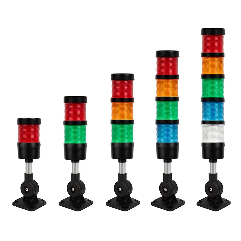Red Amber Green Led Beacon Tower Lights 24V / 220V Pole Plate Mounting