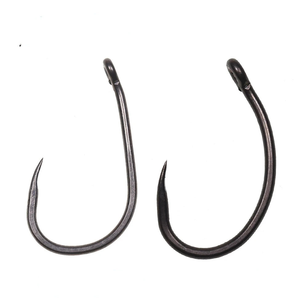 Wholesale High Carbon Steel Carp Hooks Europe Barbless Curve Shank Design for Carp Hair/Chod Zig Rig 2-10 Sizes Available