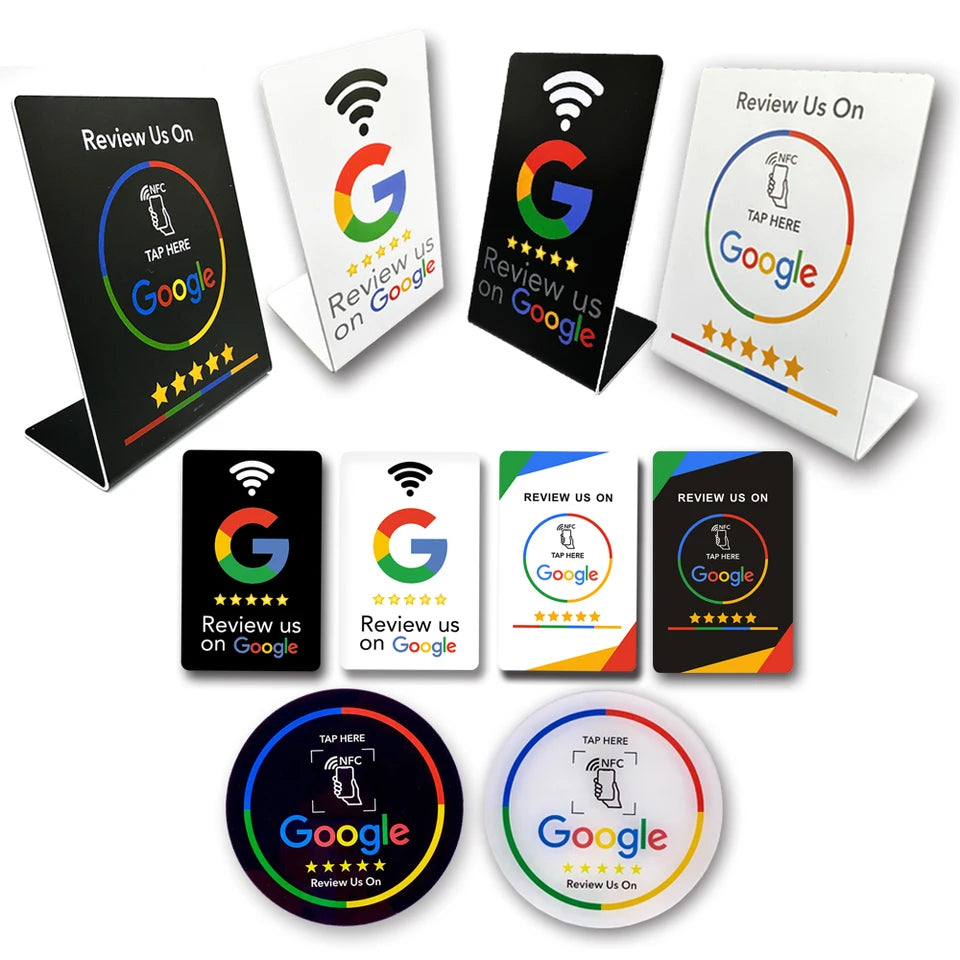 NFC 215 Programmable Acrylic Stickers 13.56Mhz Waterproof Stand Table for Card Bag Digital Printing Google Review Product Type
