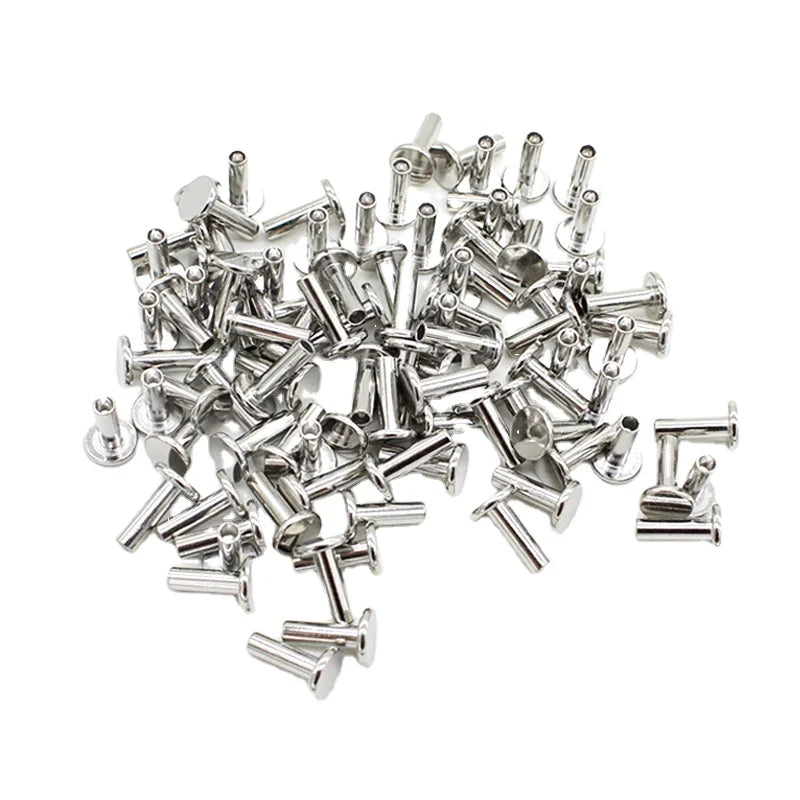 Factory Stock 304 Stainless Steel Round Flat Head Rivets Semi Tubular Rivets for Fasten Work Pieces Silver Tone