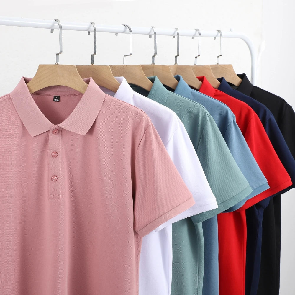 Custom logo Print Mercerized Cotton Short Sleeve Solid Color GOLF Shirt for Men and Women