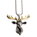 Hip Hop Jewelry Stainless Steel Christmas Deer Elk Pendant Necklace Men