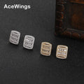 E063  Bling Bling Stud Earrings Brass CZ Round Earrings Fashion Jewelry for Women