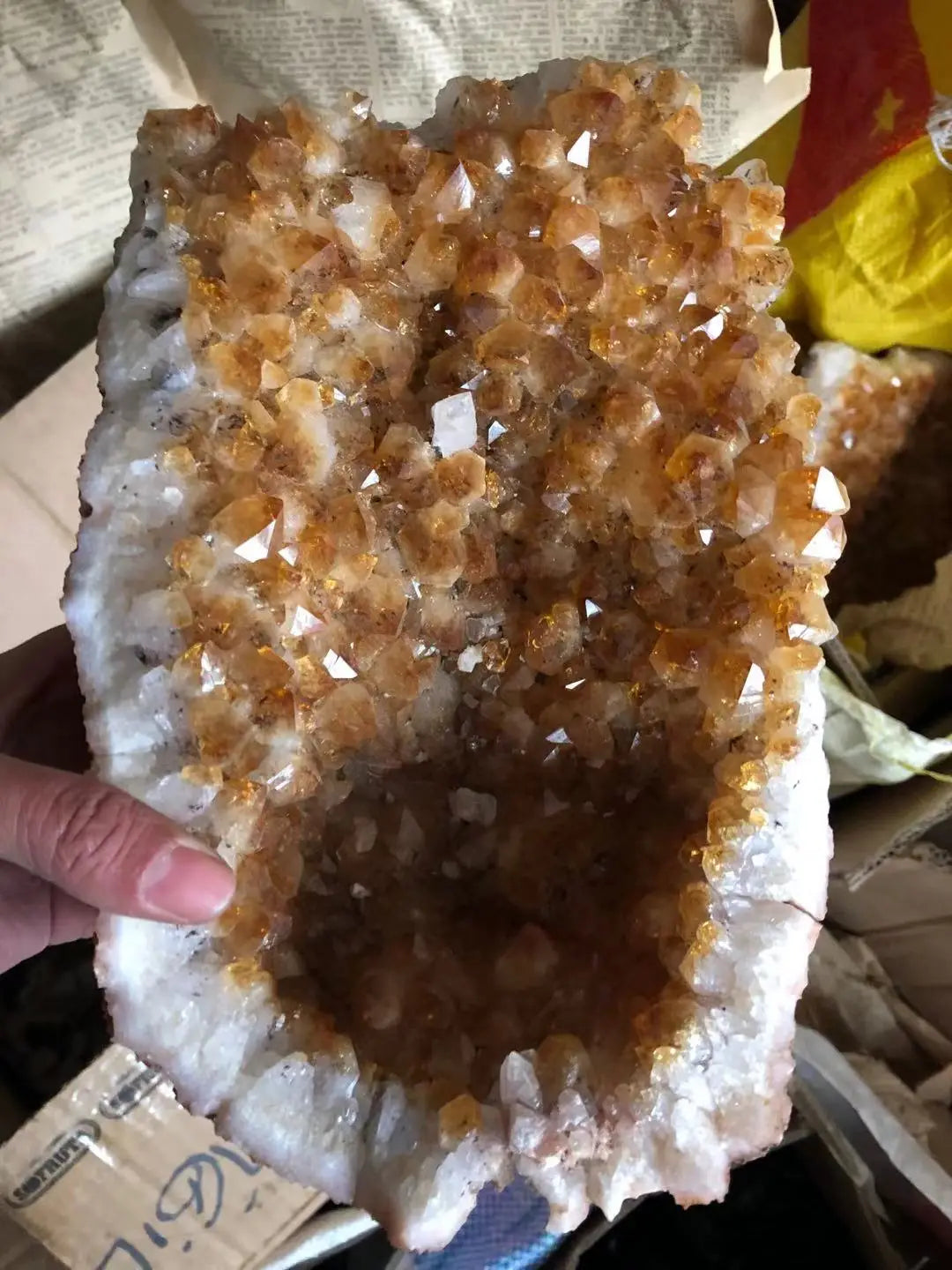 Wholesale Feng Shui Raw Minerals Specimen Big Size Natural Quartz Orange Citrine Crystal Cluster for Decoration