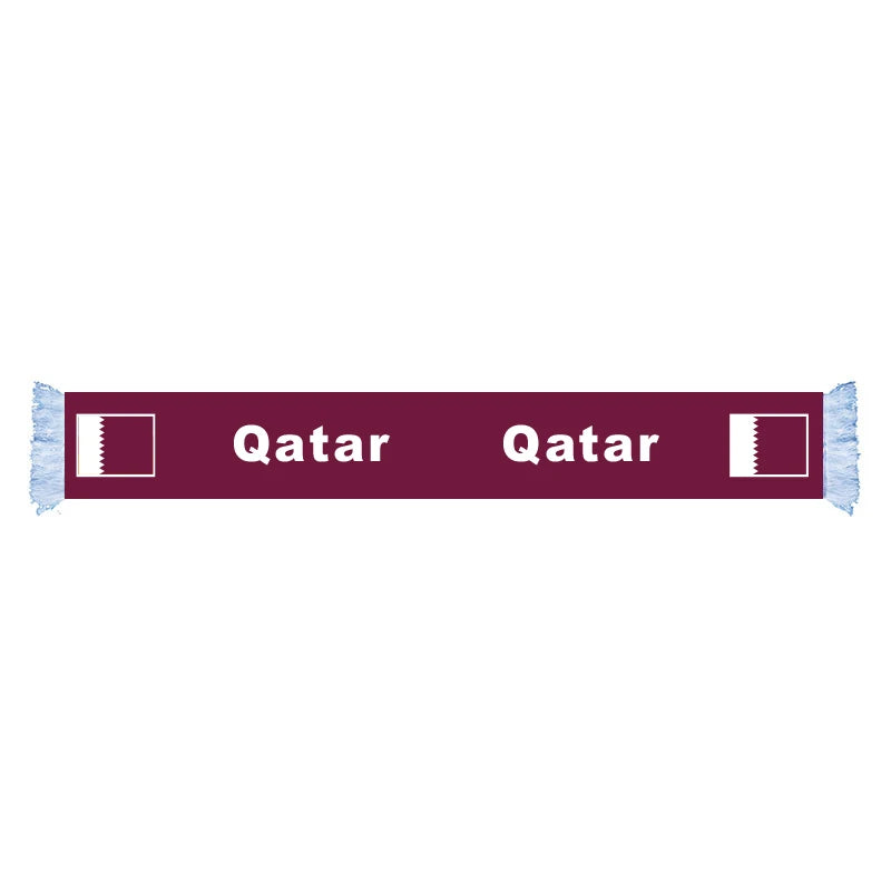 RTS Goods Qatar Football Cup Country Nation Football Fans Scarf Polyester Satin Digital Print Scarf in Stock