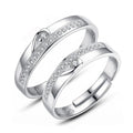 Stocks Selling Cheap Price Romantic Wedding Pairs Rings Adjust Size Cute Zircon Stones Rings With 925 Marks Silver Couple Rings