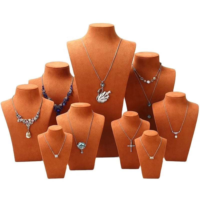 Custom Jewellery Necklace Display Stands Camel Microfiber Jewelry Displays Stand Series for Pendant Necklace Bust