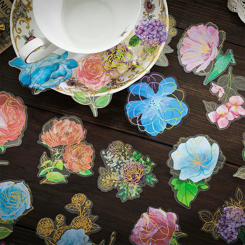 50 Pieces/Pack Stickers Pack Fragrant Greenhouse Series Retro Plant Notebook Goka Decorative Sticker 4 Models